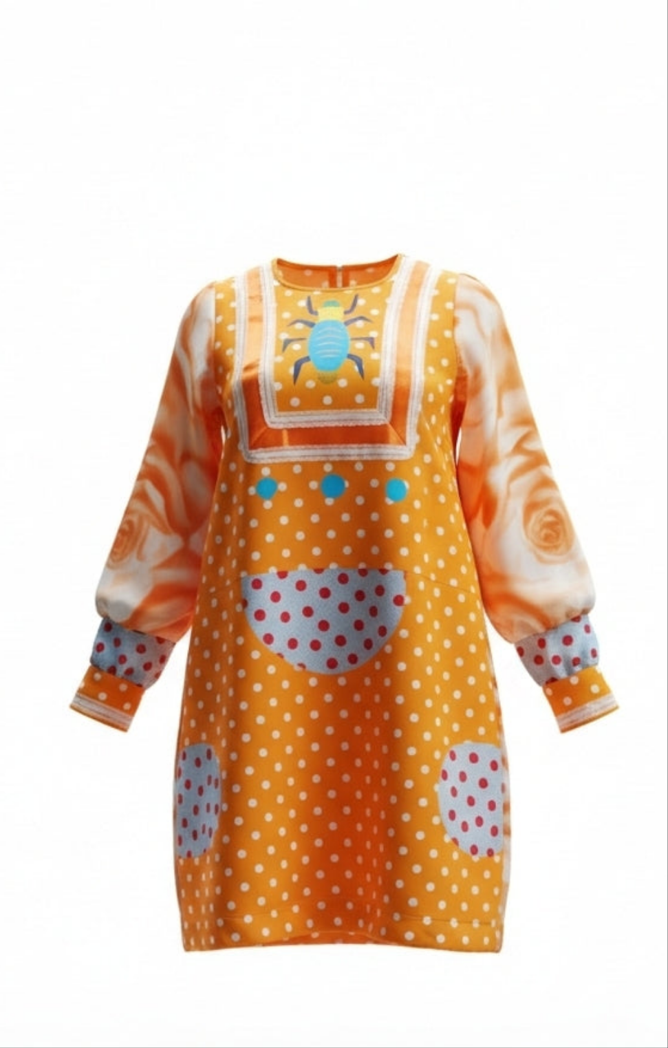 orange dress with white polka dots Dot Midi Machine wash cold with similar colors Tumble dry low or hang to dry Do not bleach Do not ironSize Information (in) Orange-White Short Polka Dot Dress
