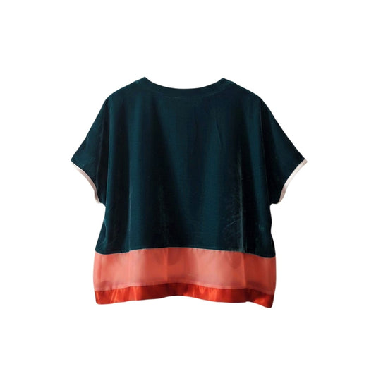 Teal Velvet Scallop Top