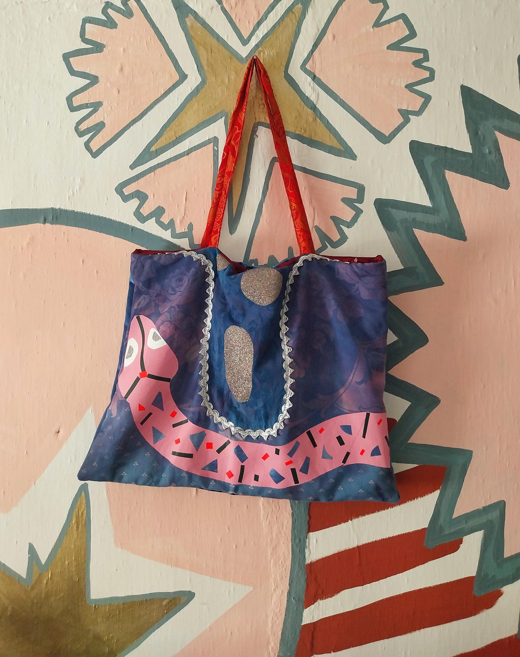Pink Snake Tote Bag