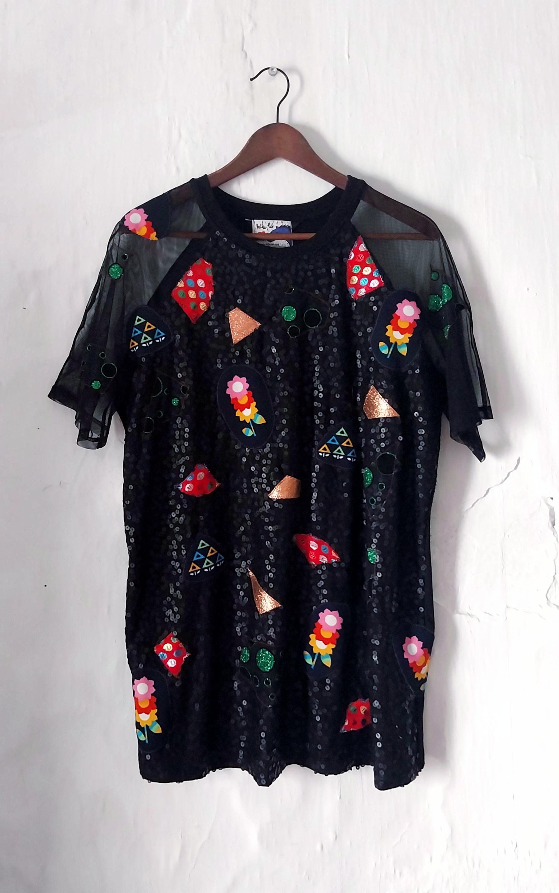 Black Glittered Shirt Dress