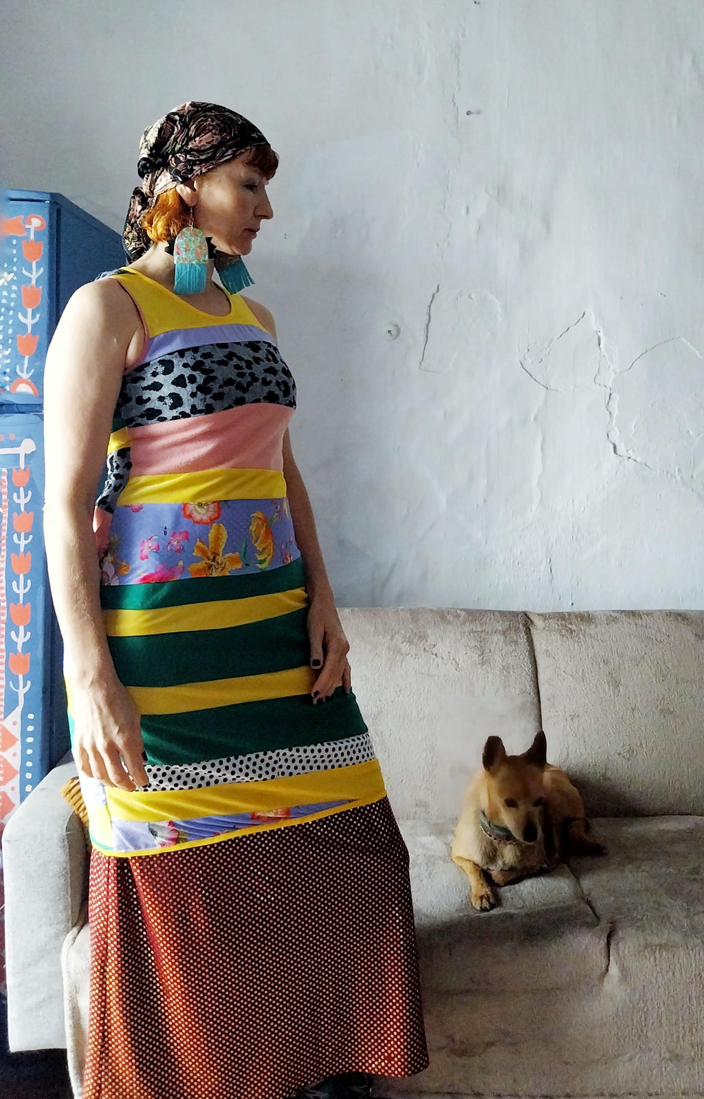 Pink Green Yellow Dress