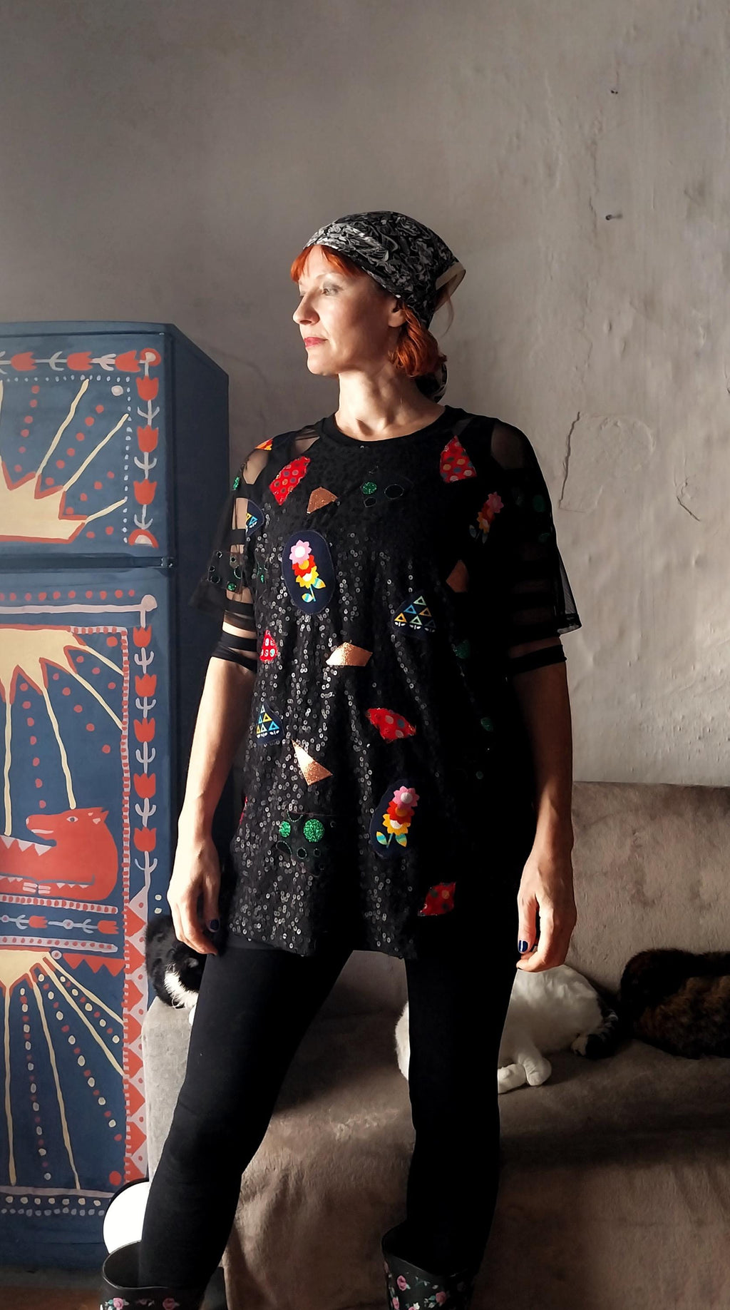 Black Glittered Shirt Dress