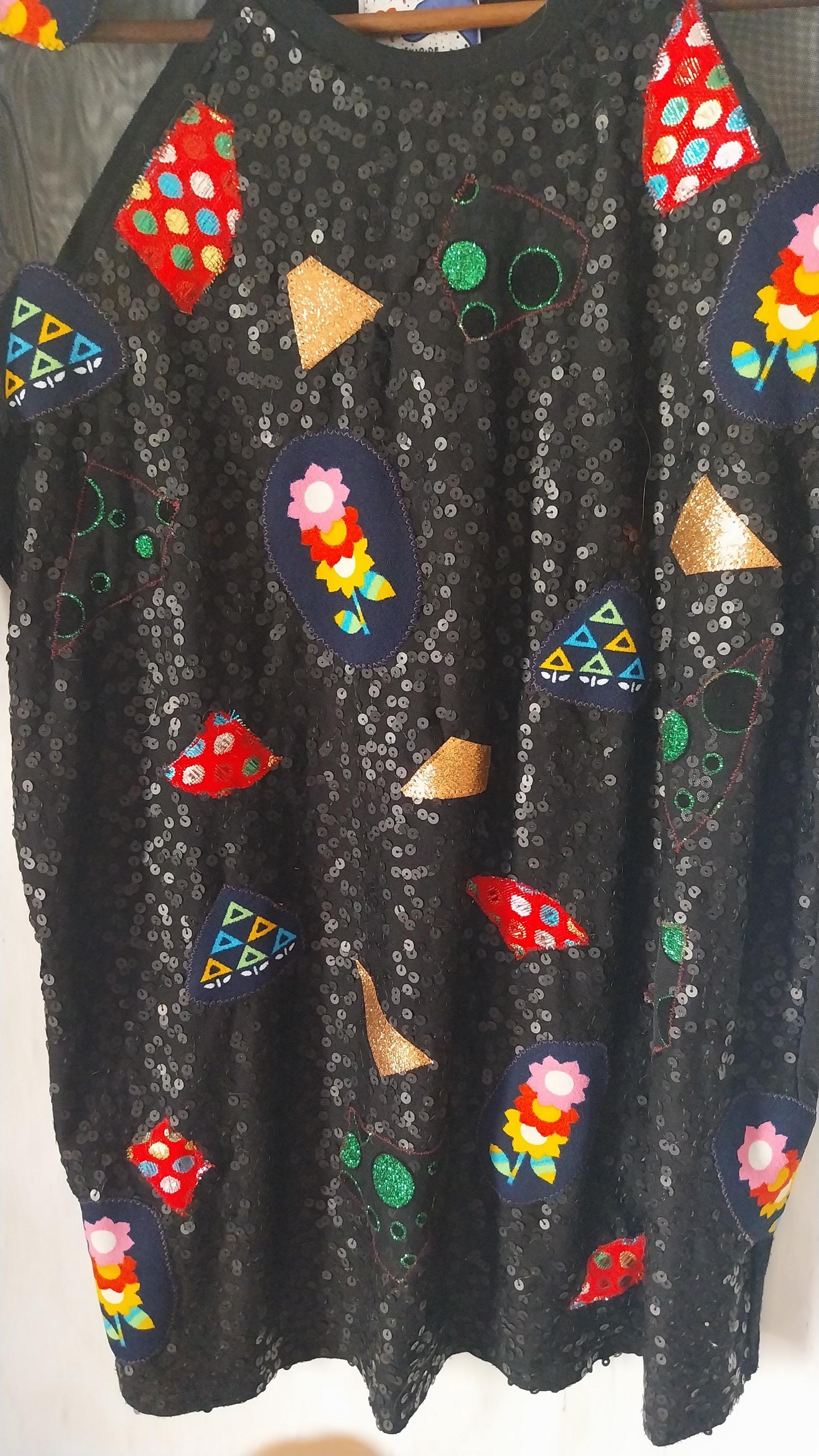 Black Glittered Shirt Dress