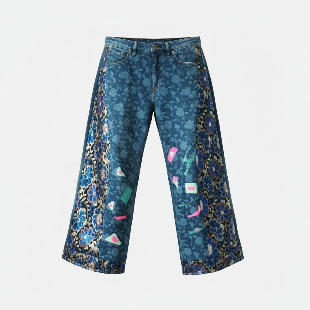 Blue Floral Jeans